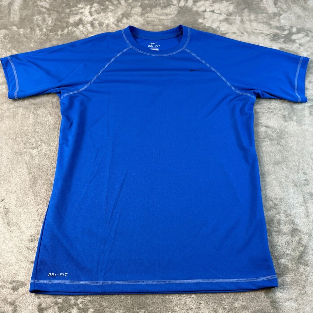 Nike Dri-FIT Mens Medium Royal Blue Short Sleeve Training Shirt Raglan Tee